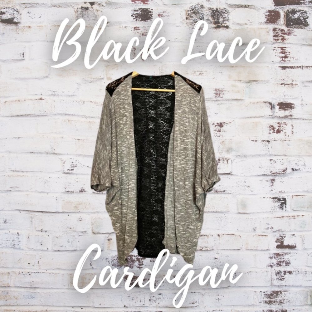 3/$20 Gray Lace Back Cardigan